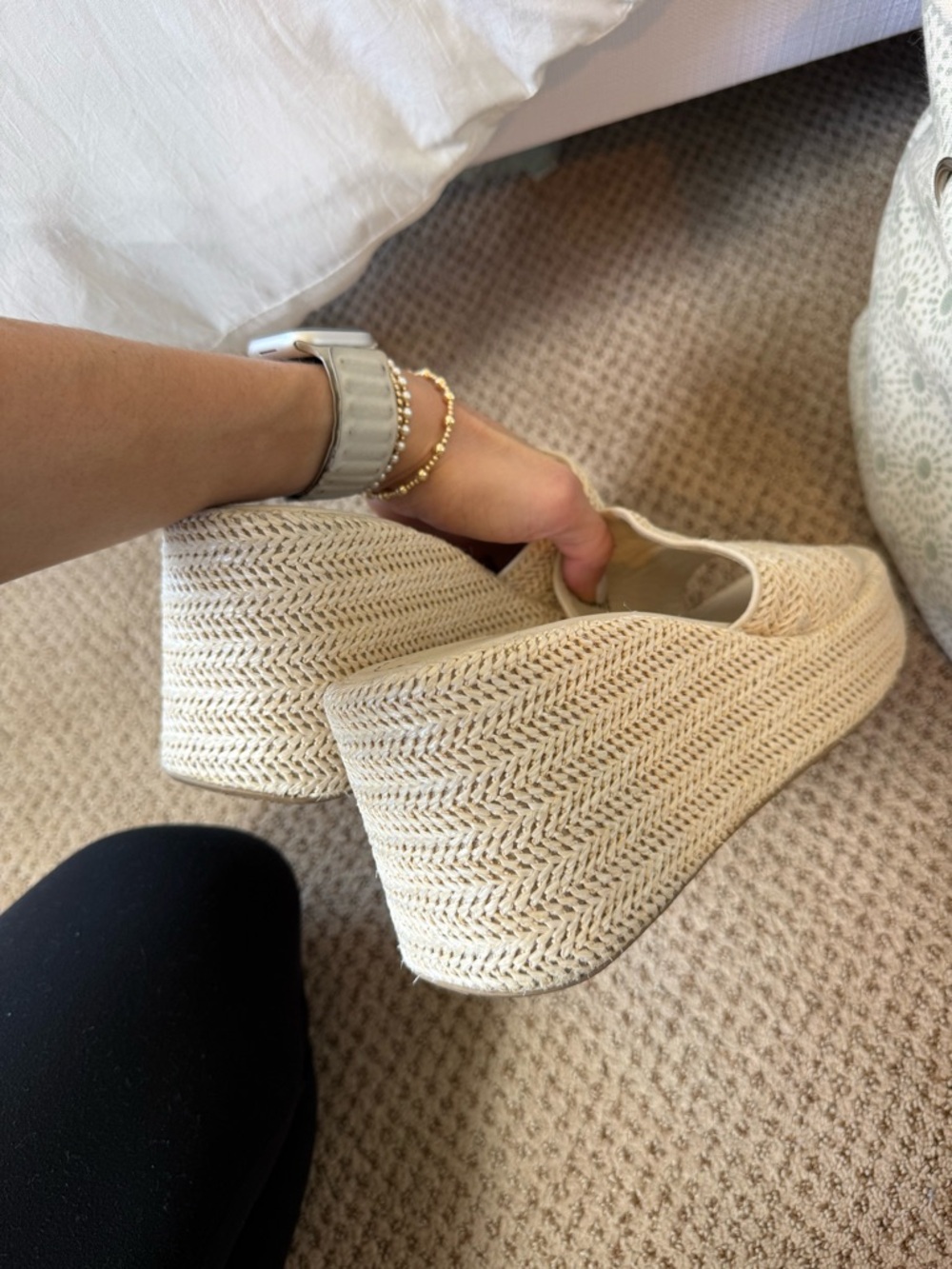 Madden Girl Neutral Woven Platform Slide Sandals - Picture 4 of 4